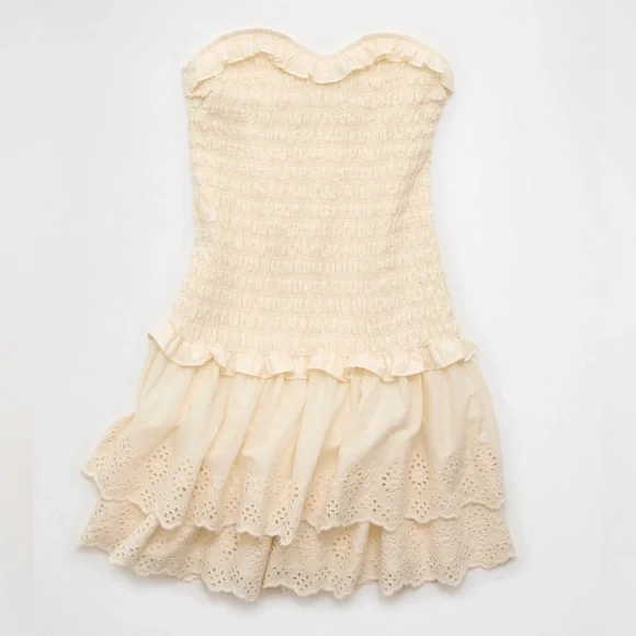 American Eagle Strapless Smocked Mini Ruffle Dress - Picture 3 of 5